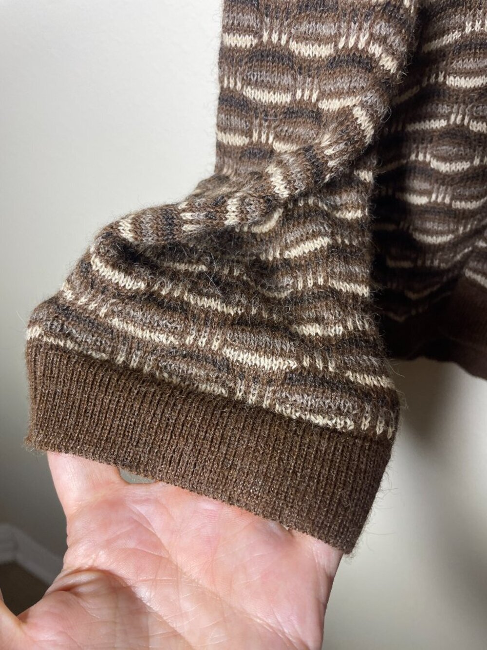 Inka's 100% Baby Alpaca 1/4 zip Brown Tan Men's Sweater Large Cozy Grandpa! - Picture 2 of 7